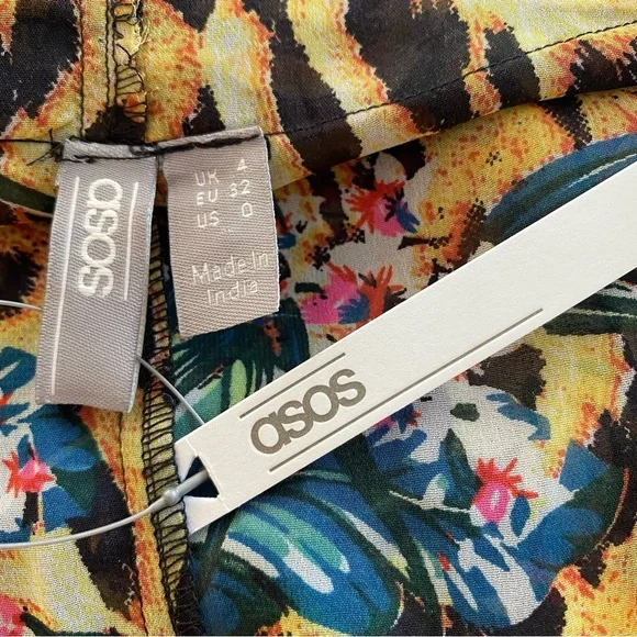 ASOS Chiffon Kimono Wide Sleeves Tie Front Animal Print NWT Sz 0 - Picture 5 of 8